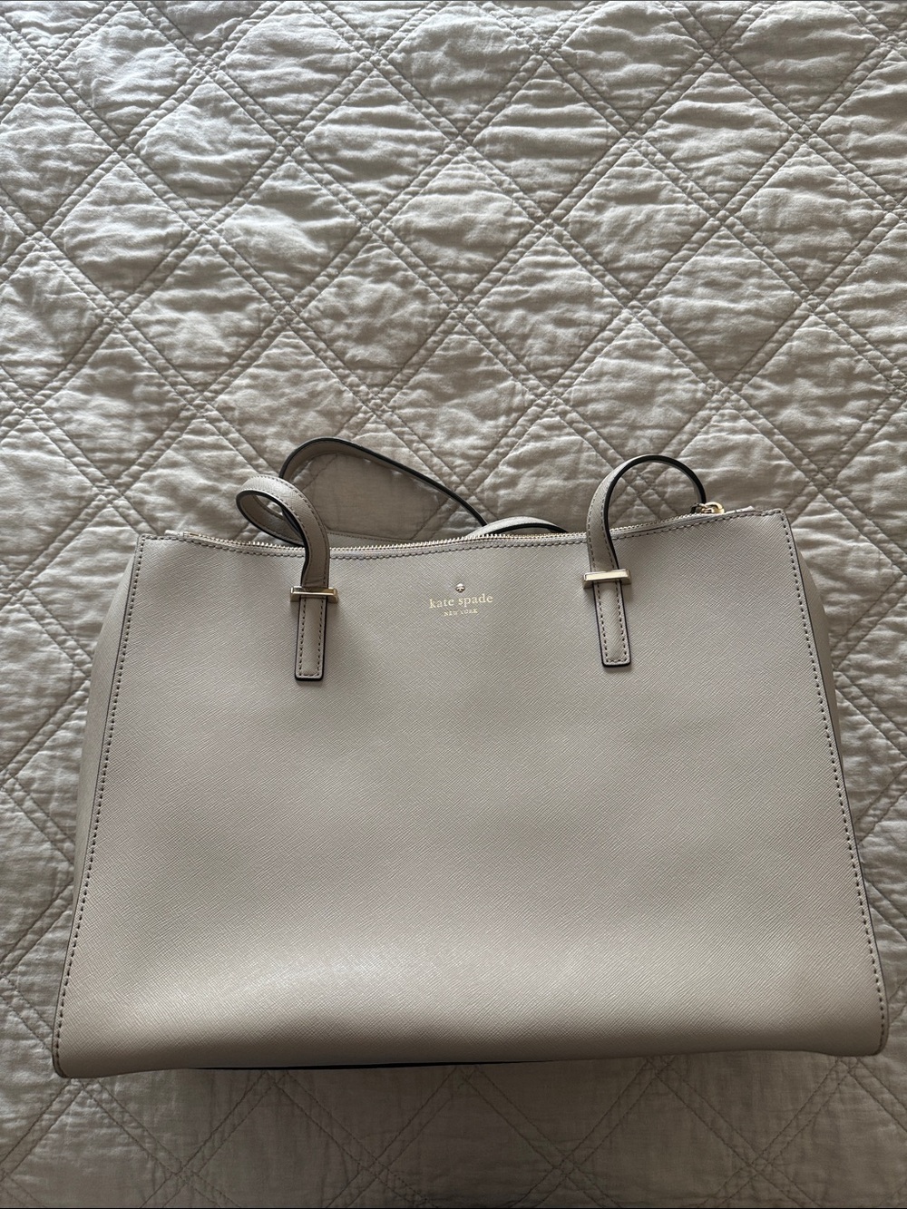 kate spade Light Tan Leather Tote with Gold Accents